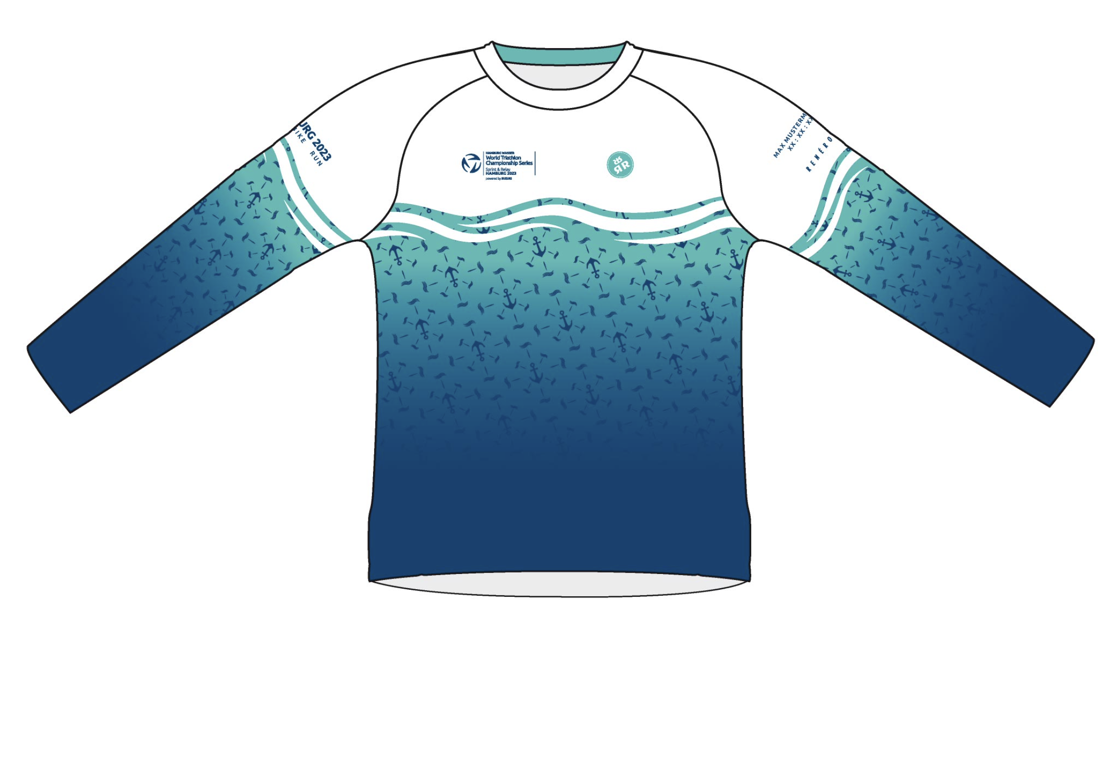 Sport Laufshirt Langarm Ultimate RRT806M / Sport long sleeve running shirt/  World Triathlon Hamburg Finisher 2023 