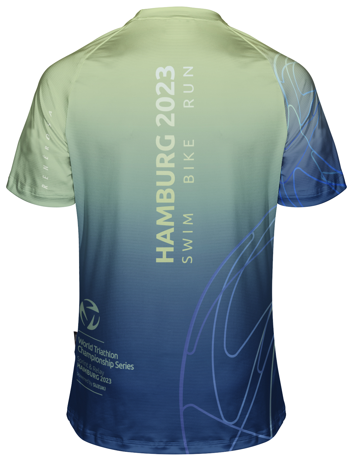 Laufshirt RRT801M / World Triathlon Hamburg 2023 Lime-blau