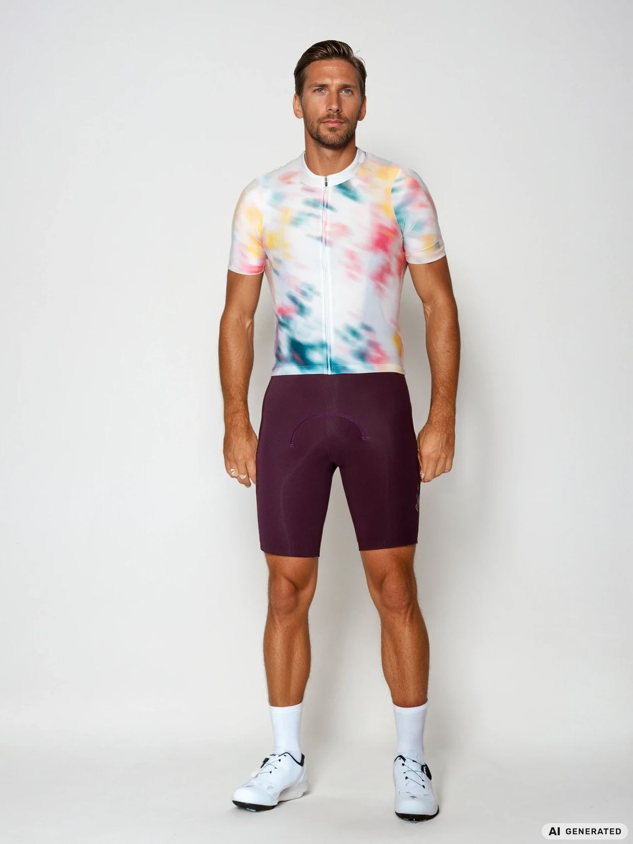 Kurzarm Radtrikot RRT2048 RenéRosa Neo Blured Creme