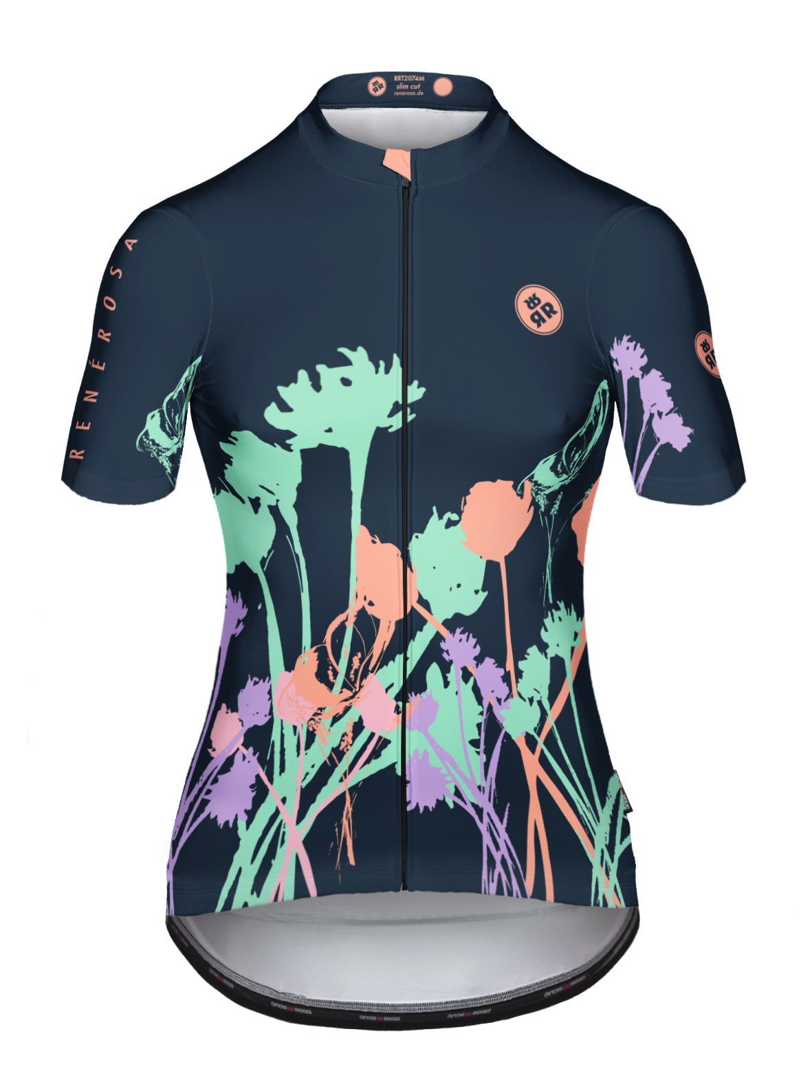 Kurzarm Radtrikot  Damen RRT2048W Eco Wildflower Design Blau