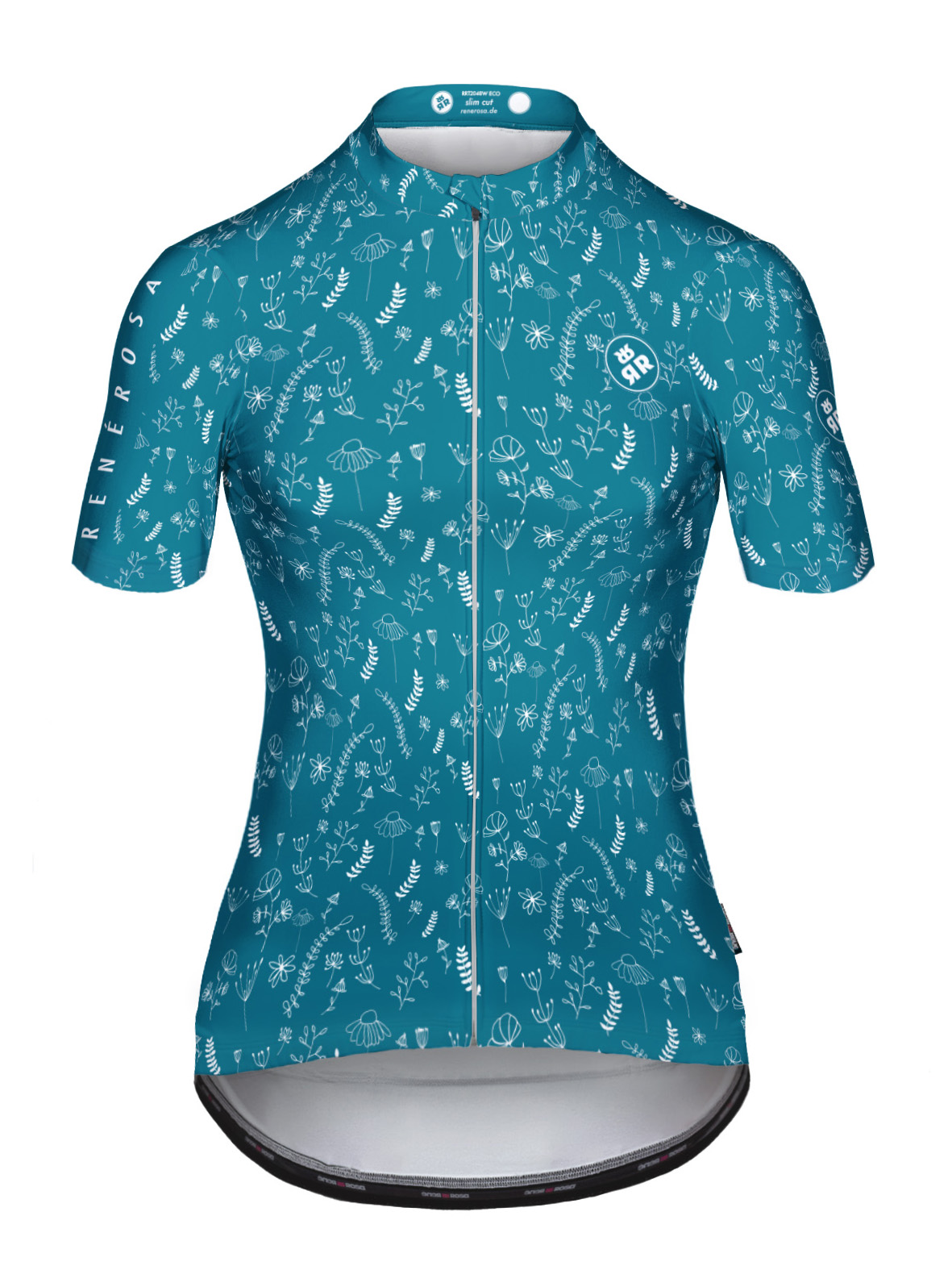 Kurzarm Radtrikot  Damen RRT2048W Eco Springflower -Petrol