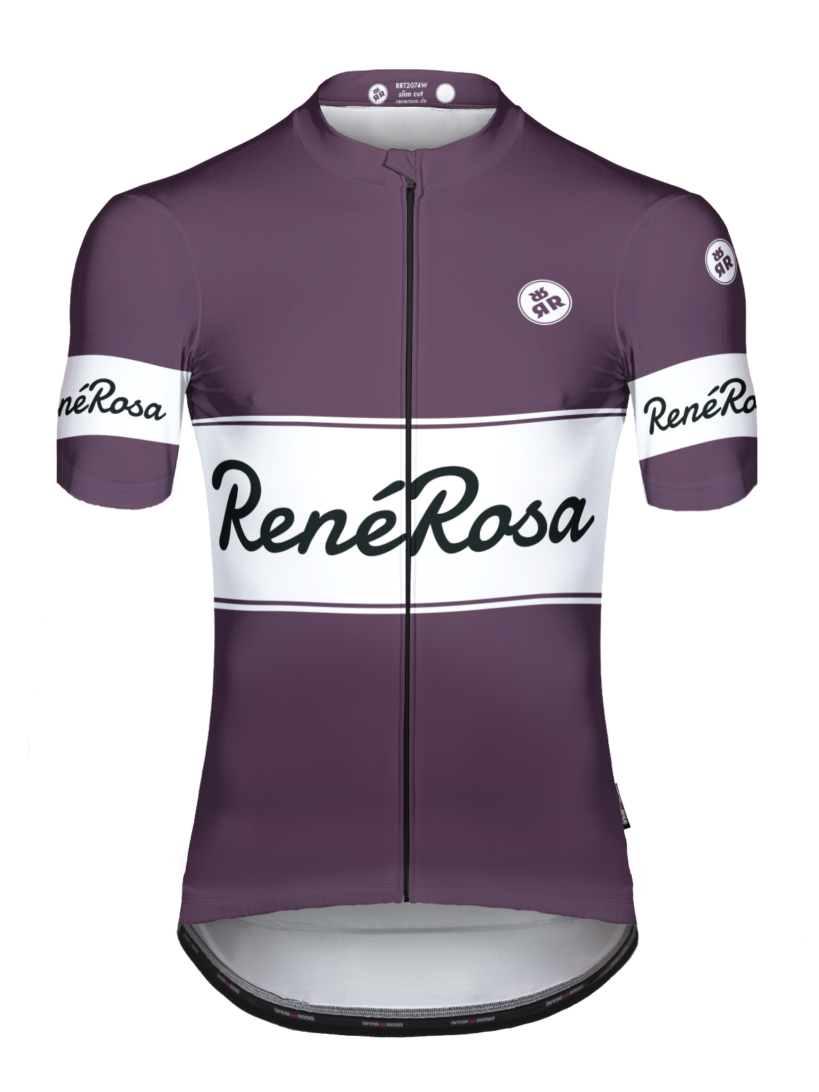 Kurzarm Radtrikot  RRT2048M RenéRosa Vintagestyle Aubergine