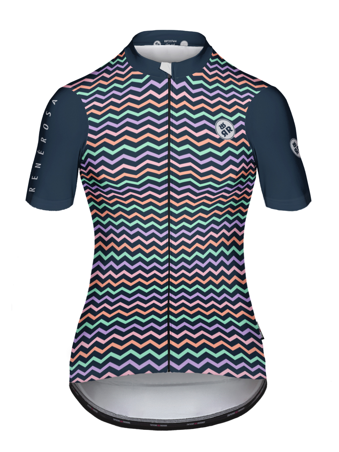 Kurzarm Radtrikot  Damen RRT2048W Eco ZigZag Design Blau