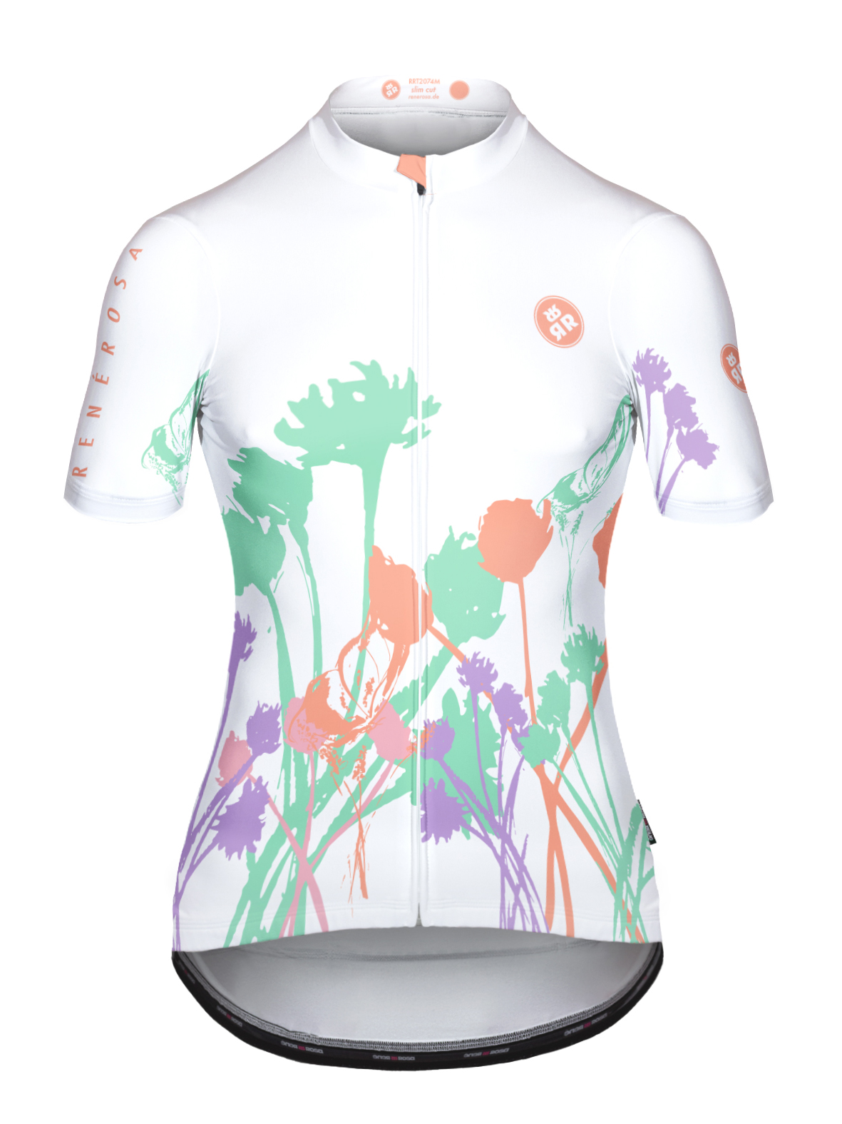 Kurzarm Radtrikot  Damen RRT2048W Eco Wildflower Design White