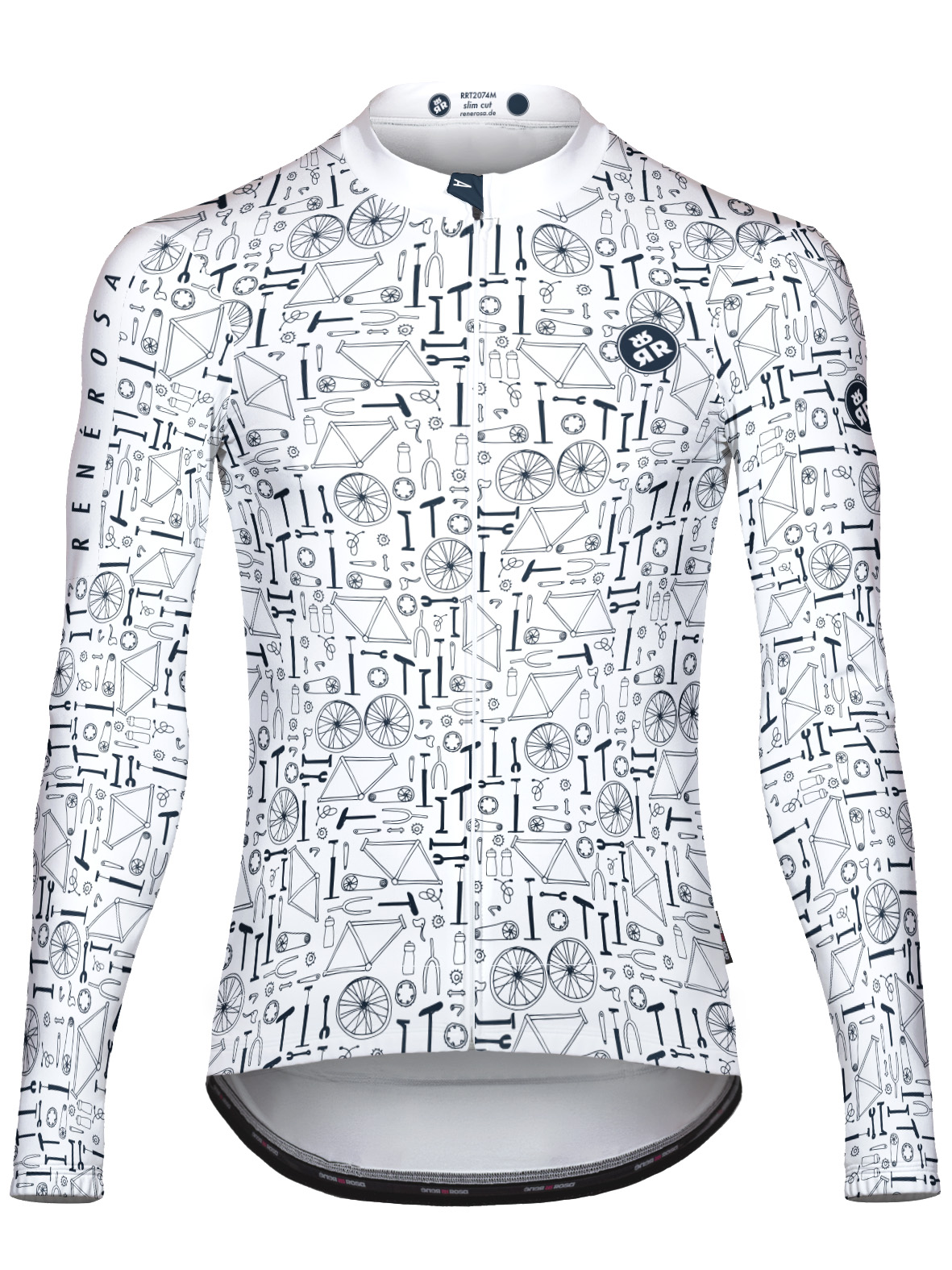 Langarmradtrikot RRT2074M / Partsofyourlife Design Weiß